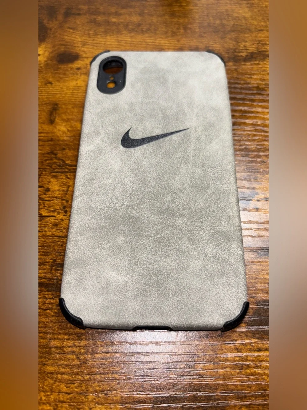 XR- 📲 Gray suede-Effect Phone Case with Subtle Swoosh 🔥🔥🔥🔥‼️‼️